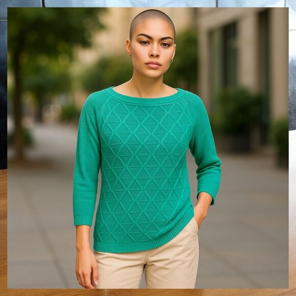 Croft & Barrow Women's Green Textured Knit Sweater Size XL Pullover Lightweight - Picture 2 of 11